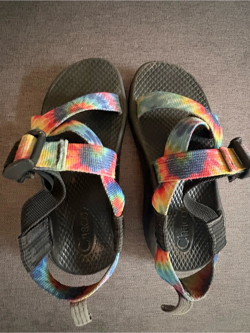 Chaco Kids Sandals with Rainbow Tie-Dye Straps Size 12